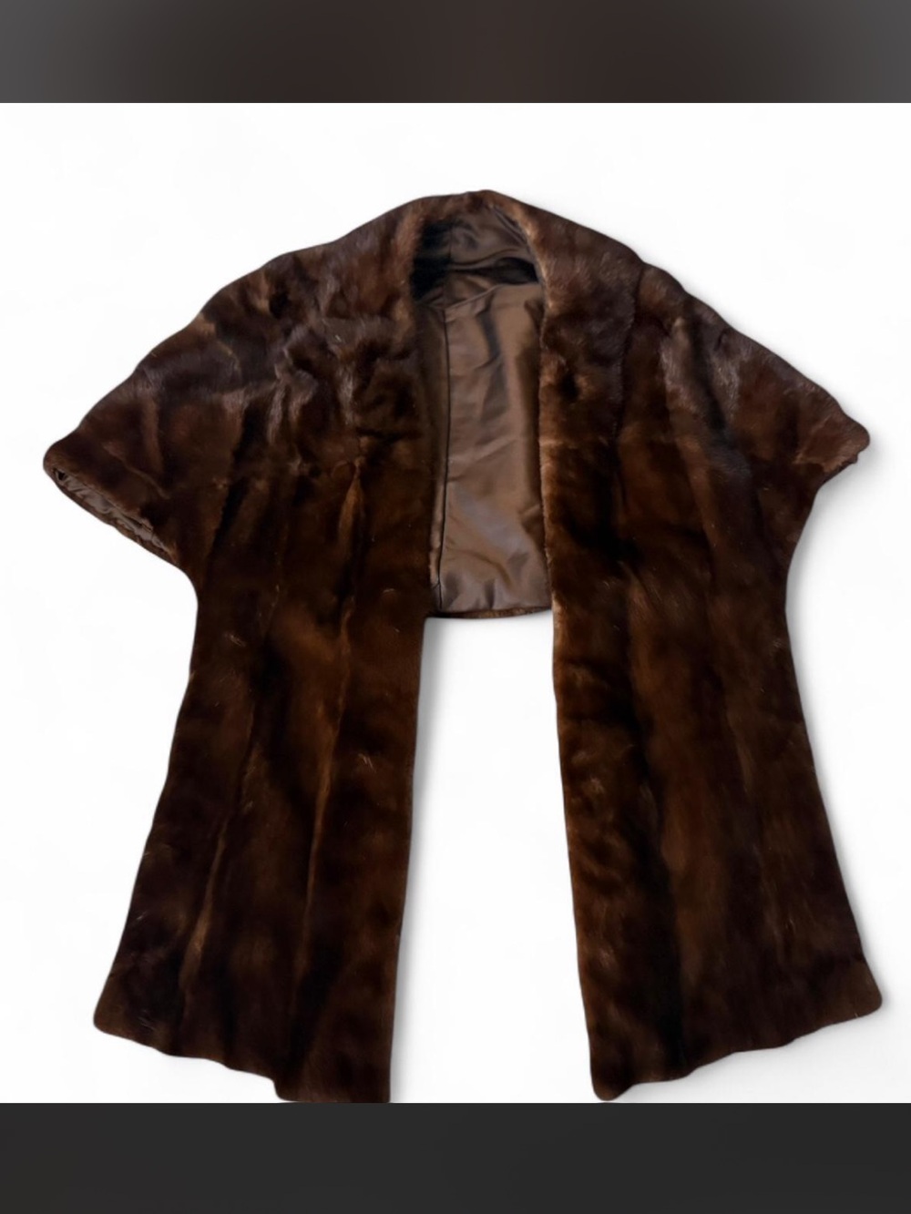 Vintage 1960s Classic Brown Fur Short Sleeve Stole - Women